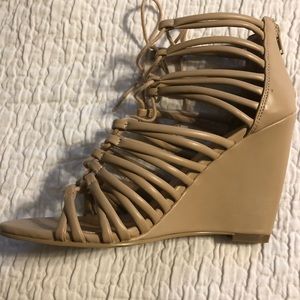 Cream wedge sandal